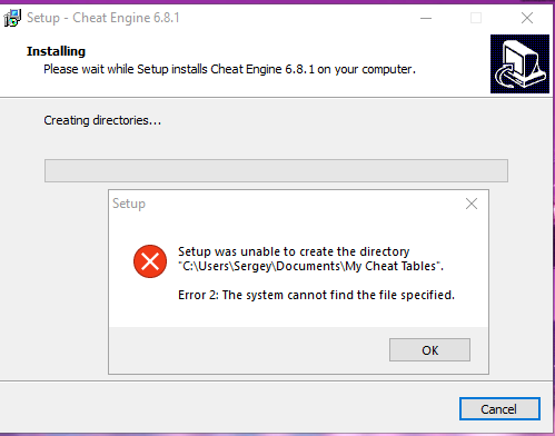 Cheat engine installed other software windows 10 64